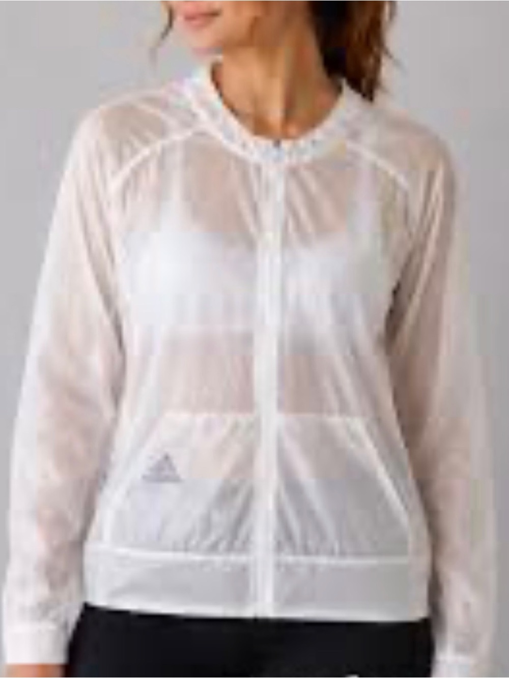 adidas White Sheer Mesh Zip-Front Jacket